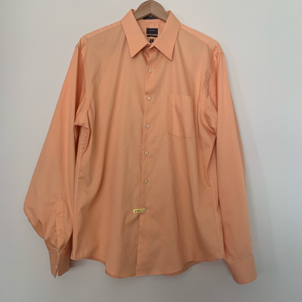 Arrow Peach Fitted Shirt Sateen 17 1/2, 36/37
